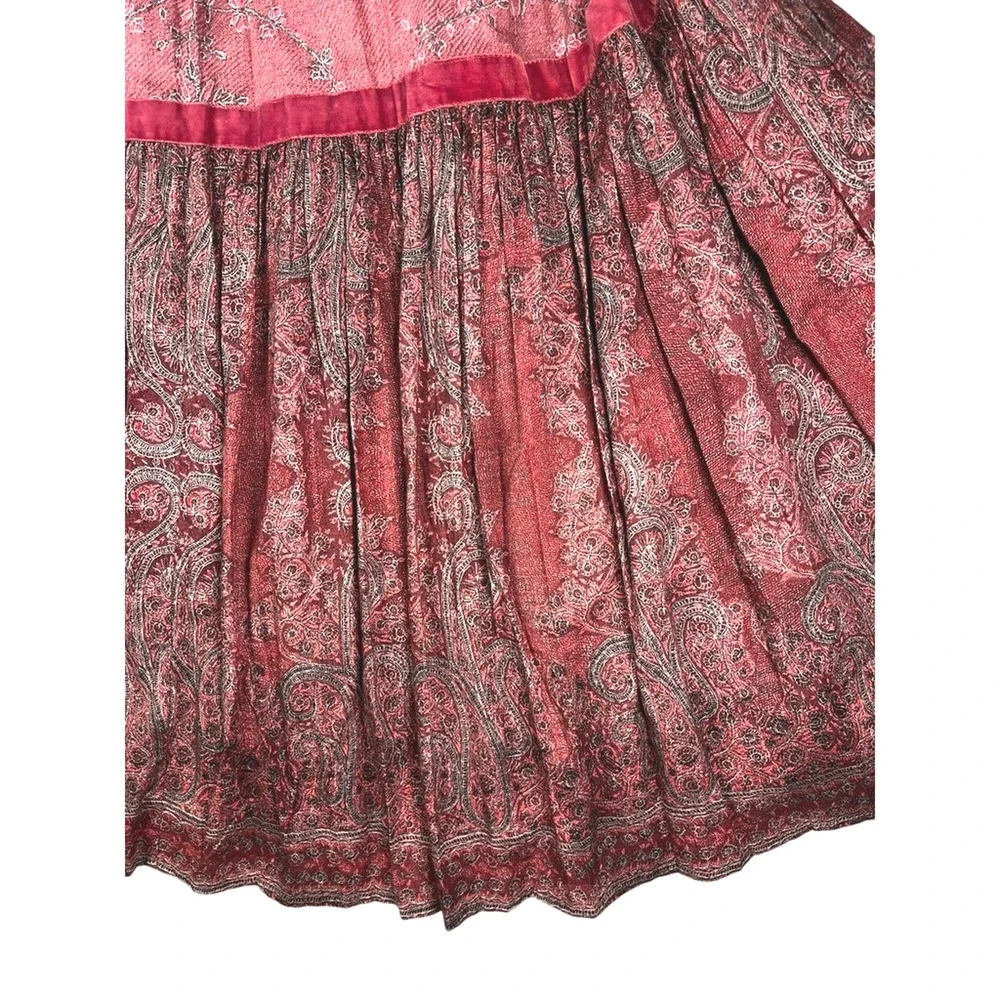 $255 Ro's Garden Percy Baltistan Ruffle Tiered Peasant Dress | Sz M, Pink - Picture 11 of 15